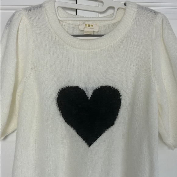 Anthropologie Maeve Short Sleeve Puff Heart Sweater - Picture 6 of 8